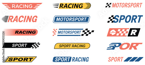 Racing stripes vector set,  flag stripes and racing tape borders, designed for car  fast vehicle performance modification,  graphic elements, automotive decal design, 