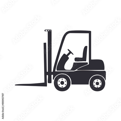 Forklift silhouette industrial vehicle for loading and unloading cargo