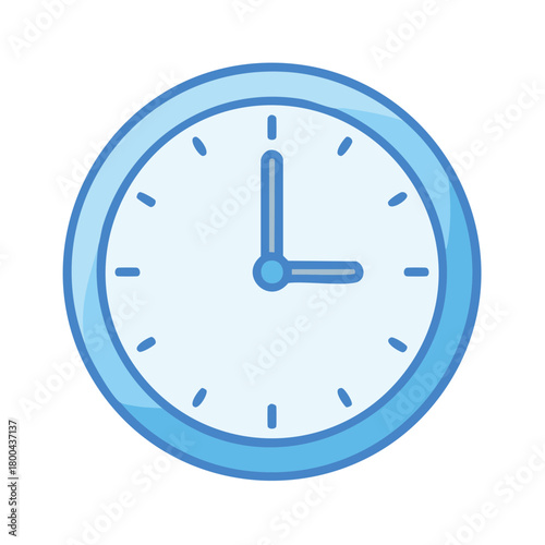 Simple blue clock face showing 3 oclock time with clean design