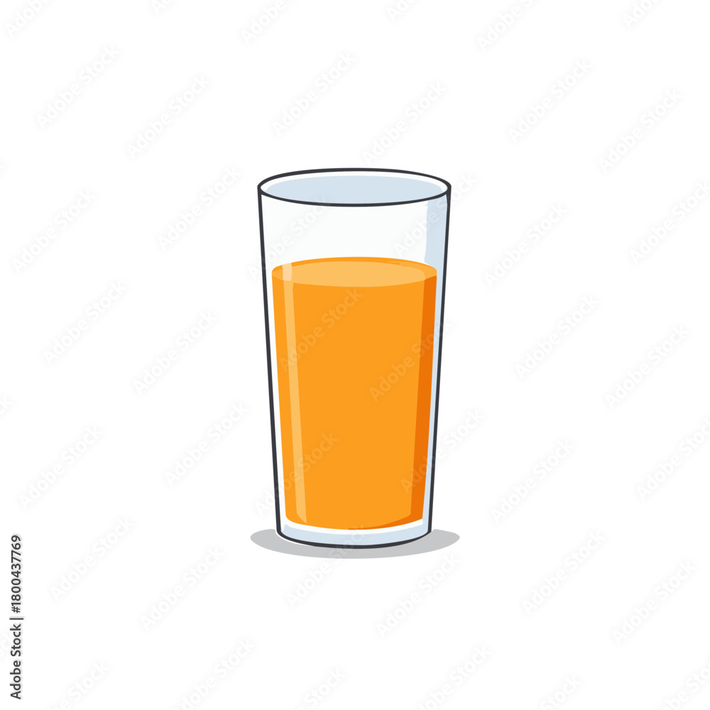 Naklejka premium Tall Glass of Fresh Orange Juice Refreshing Drink Vector Illustration