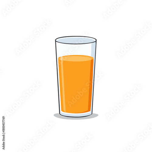 Tall Glass of Fresh Orange Juice Refreshing Drink Vector Illustration
