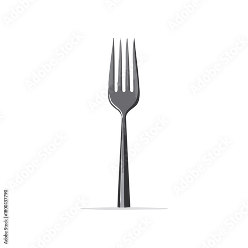 Sleek Modern Metal Dinner Fork Utensil Vector Illustration for Dining Table