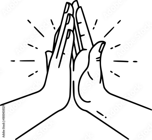 High Five: Teamwork and Celebration in a Minimalist Line Icon
