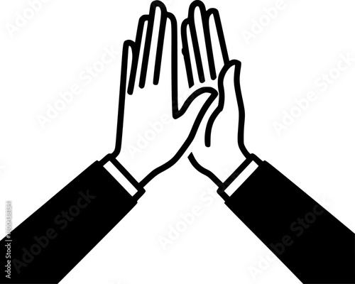 High Five: Teamwork and Celebration in a Minimalist Line Icon
