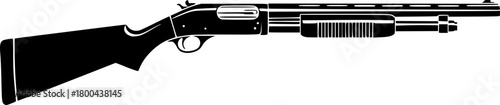 Black Shotgun Silhouette on White Background: A Weapon Illustration
