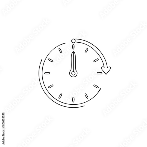 Clock icon illustration with arrow. Concept for time, deadlines, or speed.