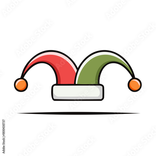 Colorful Jester Hat Vector Illustration, a Medieval Fool's Cap for Comedy and Carnival