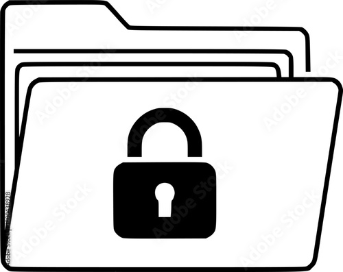 Secure Folder Icon: Padlock Protection, Data Privacy, Digital Safety, File Security, Confidential
