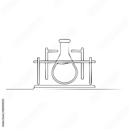 Continuous Line Art: Erlenmeyer Flask in Ring Stand, Science Experiment