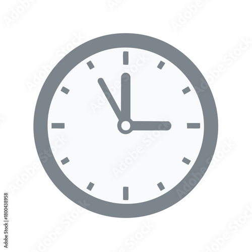 Minimalist graphic of a clock face indicating three o'clock on white background.