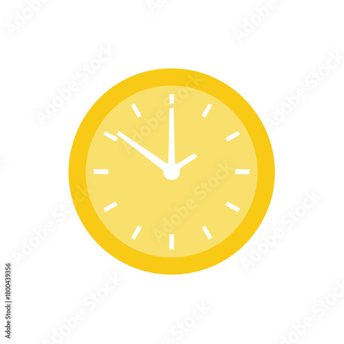 Yellow round clock graphic illustration showing time passing, deadline or a countdown