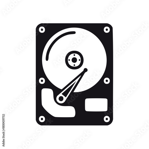 Computer hardware HDD hard disk drive digital information technology illustration