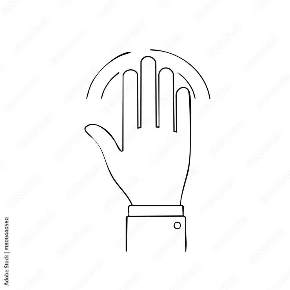 Obraz premium Outlined hand sketch touching or gesturing, modern line art illustration