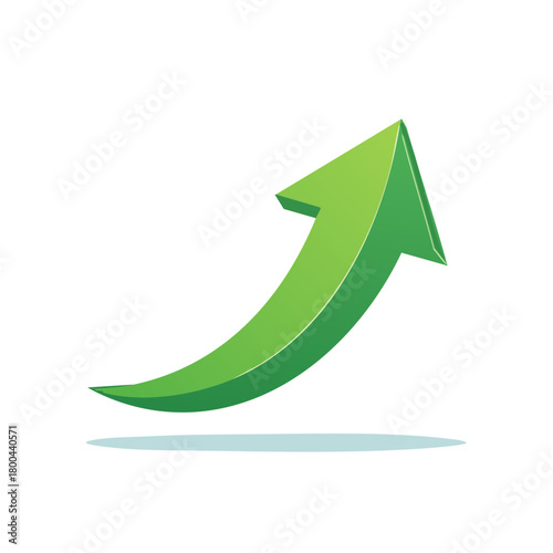 Green upward curving arrow showing business growth success and financial progress