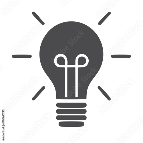 Brilliant glowing light bulb icon representing an innovative idea solution or creative thought