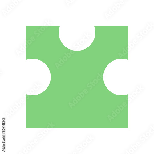 Flat jigsaw puzzle piece silhouette in green color. Puzzle piece for board and table games, a concept for boardgame or toy activities. Fun and playful graphic, useful leisure or hobby designs.