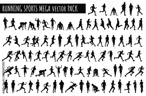 Running Silhouette Collection: Captures the essence of motion and athleticism with a series of runner silhouettes, ideal for sports and fitness applications. 