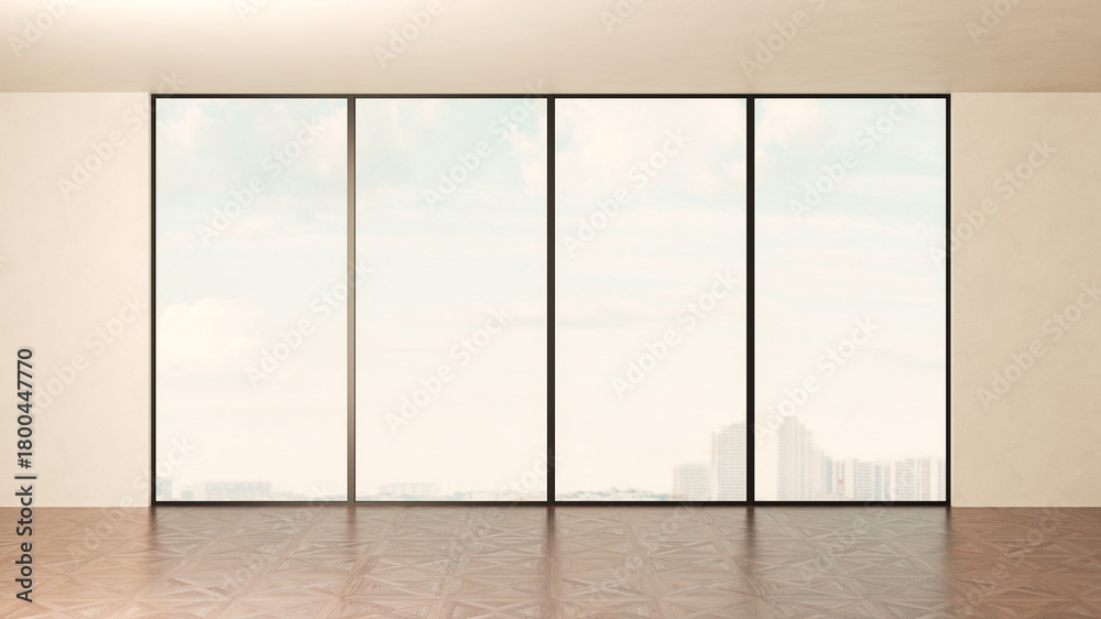 Naklejka premium Large luxury modern bright interiors Living room mockup illustration 3D rendering image