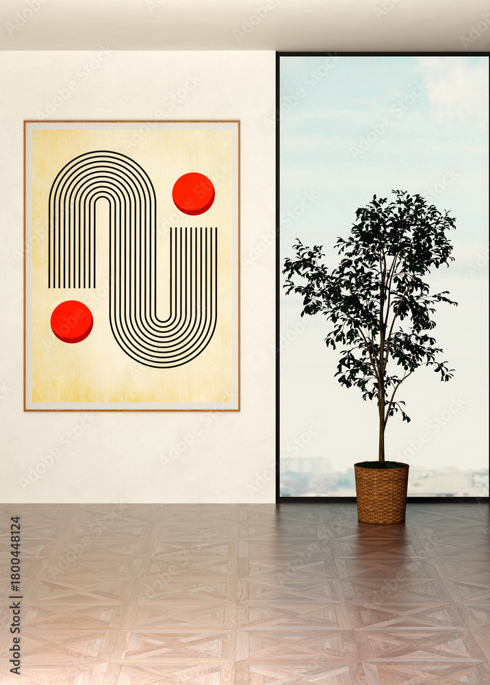 Naklejka premium Large luxury modern bright interiors Living room mockup illustration 3D rendering image