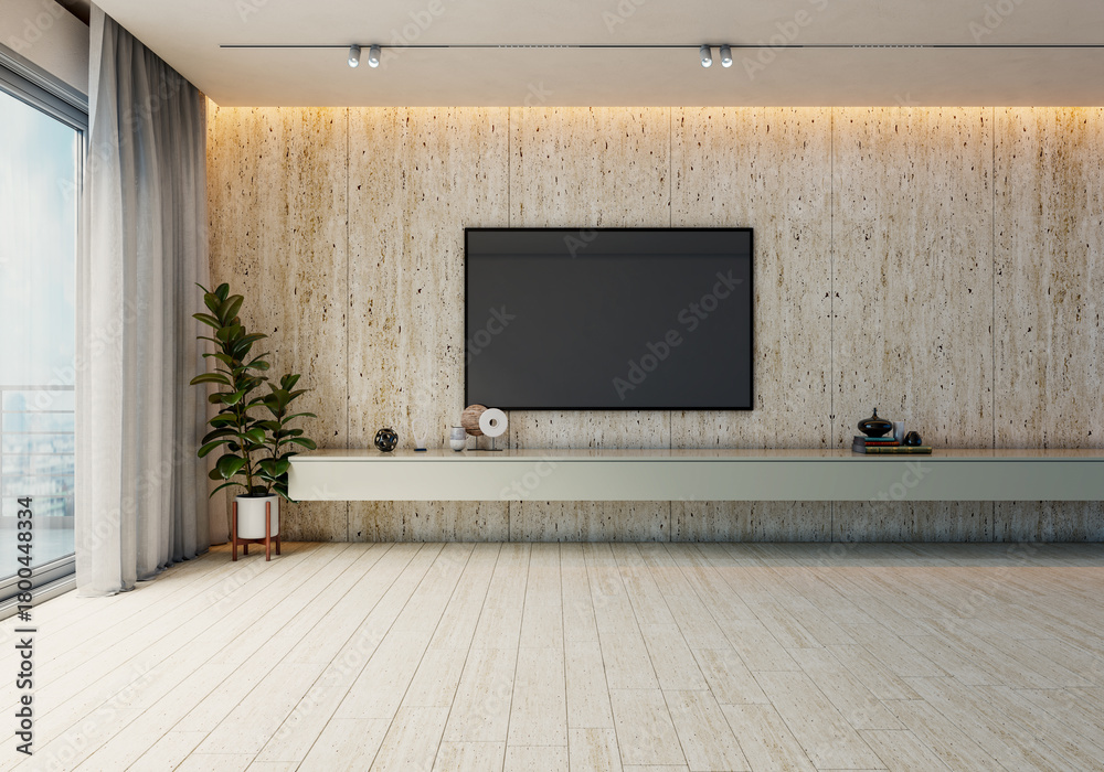 Obraz premium Large luxury modern bright interiors Living room mockup illustration 3D rendering image