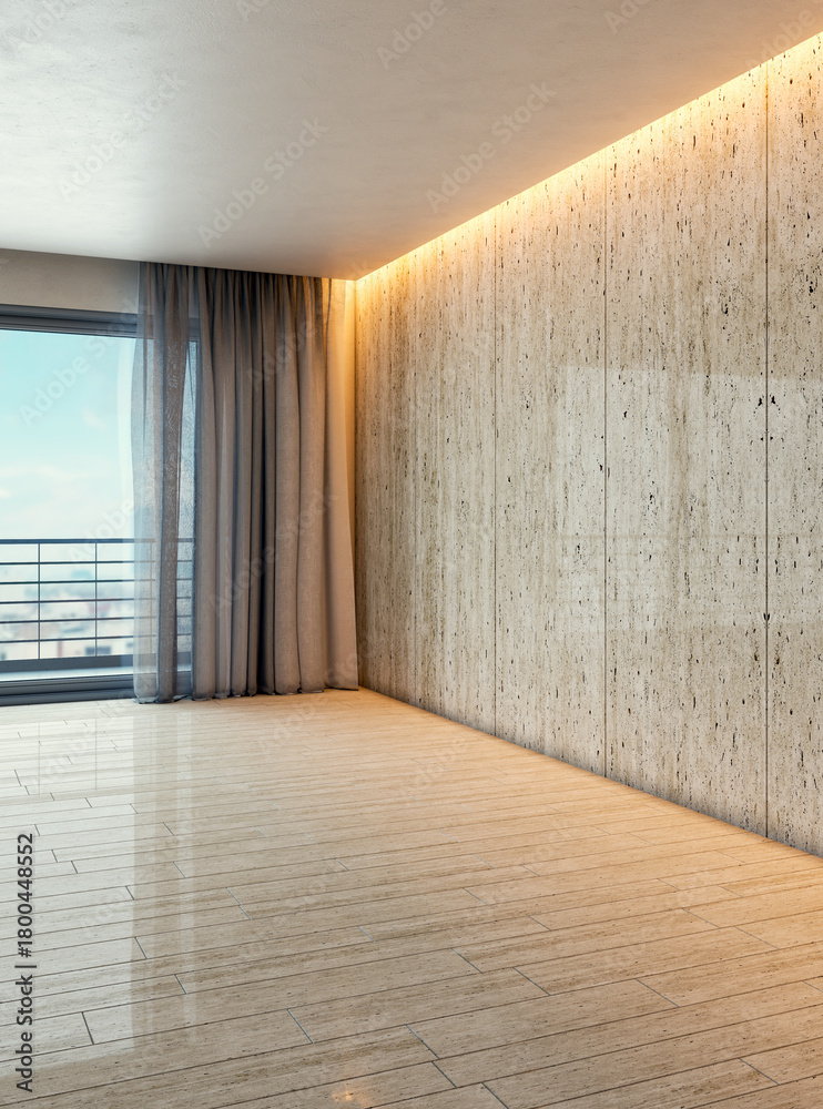 Naklejka premium Large luxury modern bright interiors Living room mockup illustration 3D rendering image