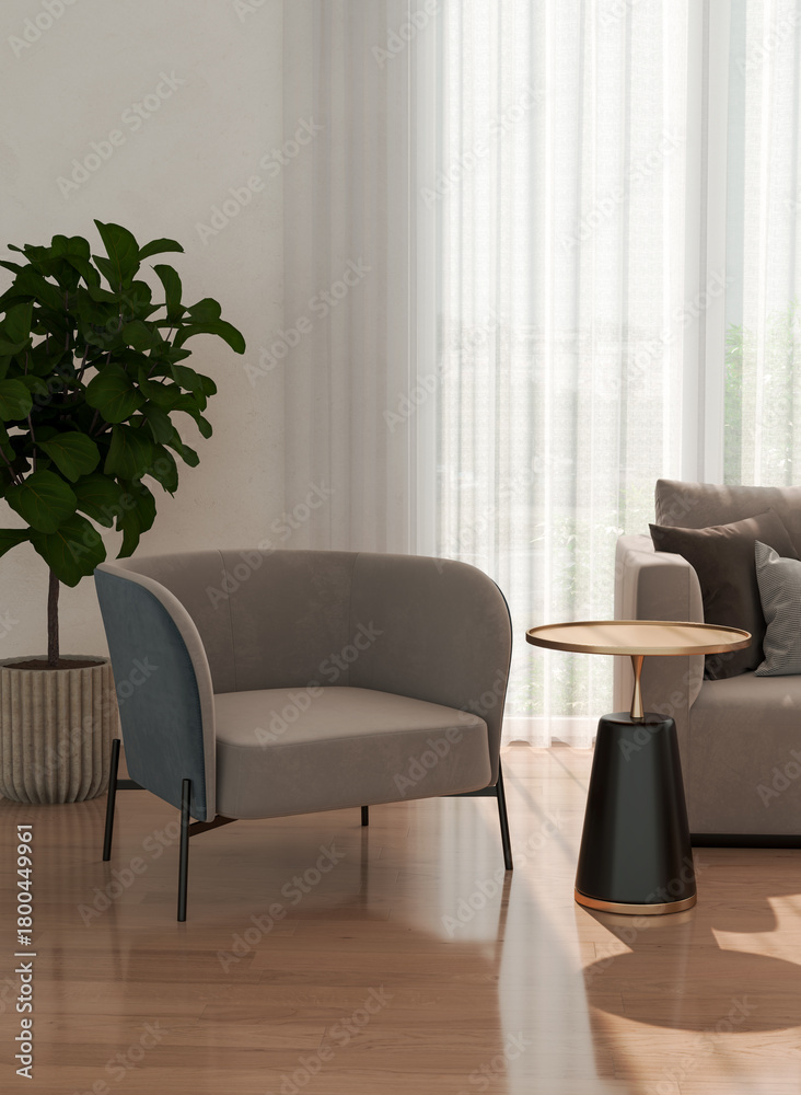 Naklejka premium Large luxury modern bright interiors Living room mockup illustration 3D rendering image