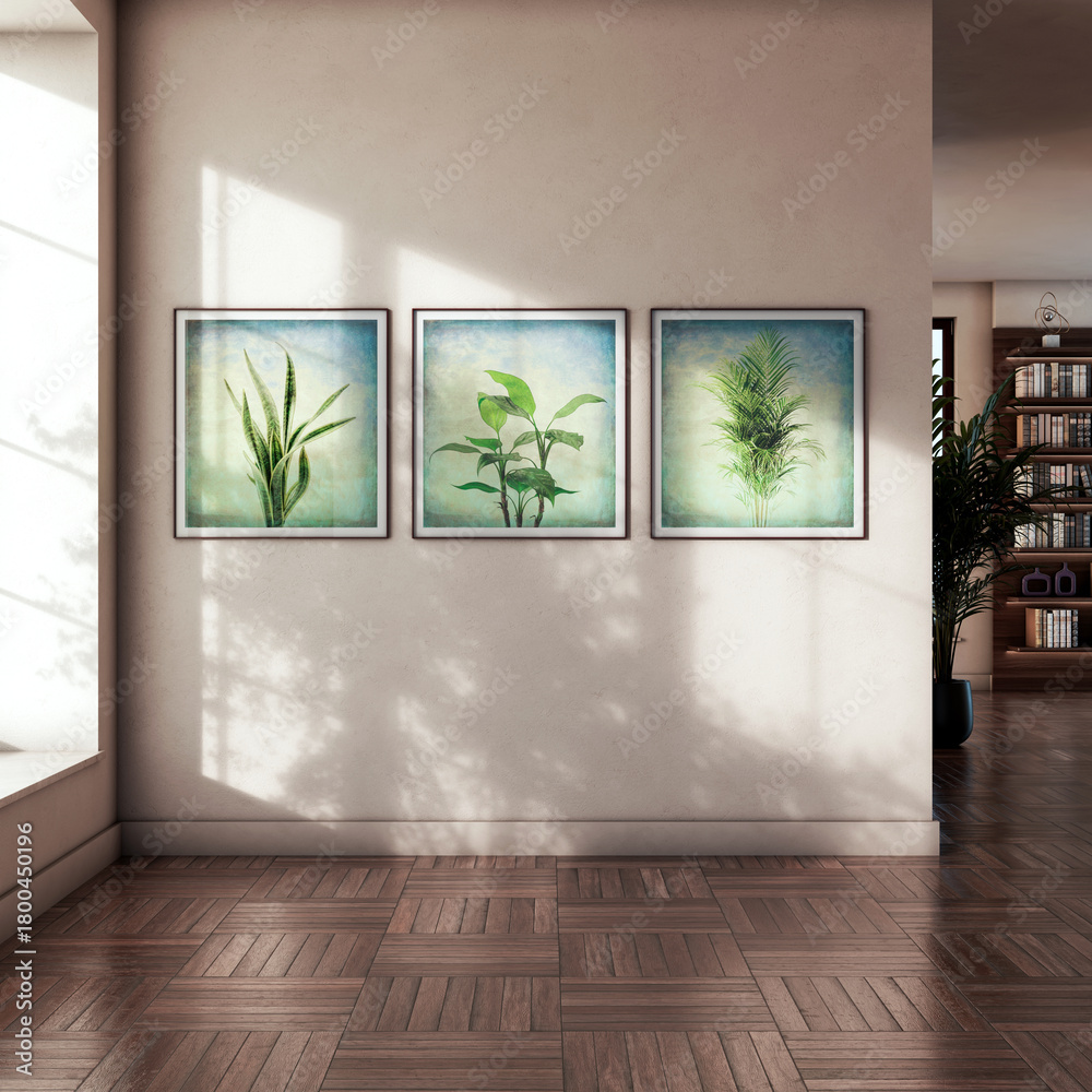 Naklejka premium Large luxury modern bright interiors Living room mockup illustration 3D rendering image