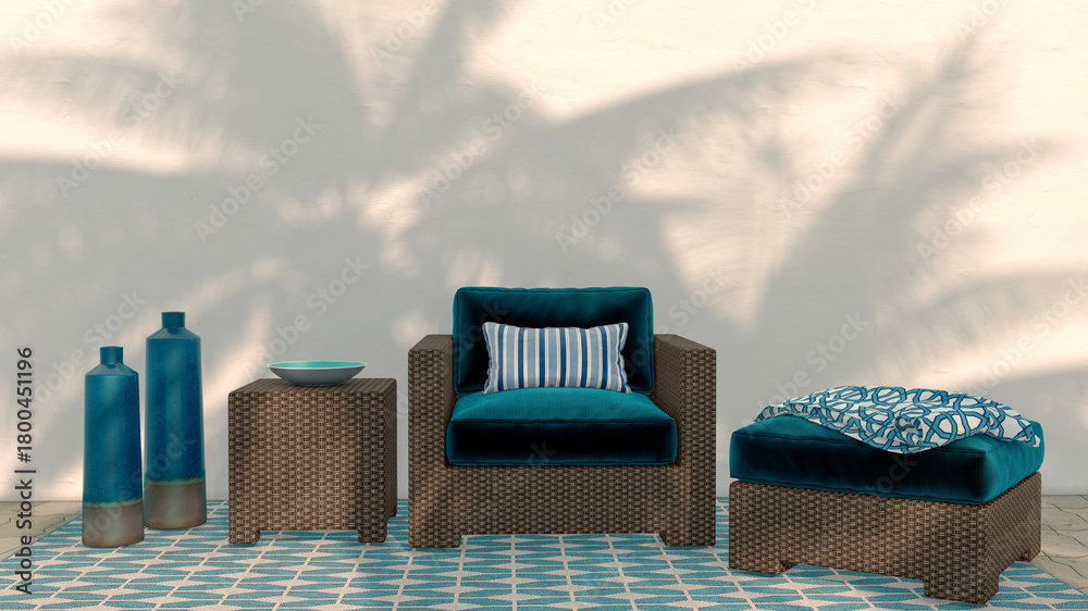 Naklejka premium Large luxury modern bright interiors Living room mockup illustration 3D rendering image