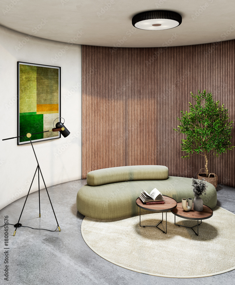 Naklejka premium Large luxury modern bright interiors Living room mockup illustration 3D rendering image