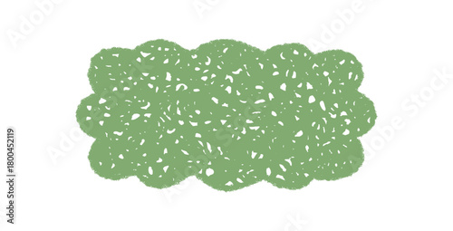 Groovy scallop rectangle border in green crayon forms a sketched frame. Retro hand drawn sketch and wavy chalk shading style, y2k graphic for artistic background or modern use.