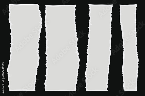 Gray Torn Paper Collection. Ripped Paper Textures, Jagged Edges, and Raw Artistic Paper Elements for Design and Scrapbooking