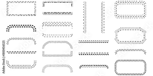 Abstract dashed border divider set vector illustration
