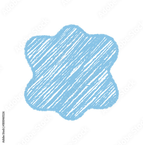 Groovy crayon sketched funky bubble shape forms a retro frame. Wavy background and chalk sketch border show y2k style with graphic shading. Abstract and playful design for modern artistic uses.