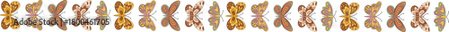 Groovy funky butterfly retro border in 70s pattern style. Colorful butterfly motif joins retro and y2k attitude as a lively border, playful with graphic energy for creative wallpaper art.