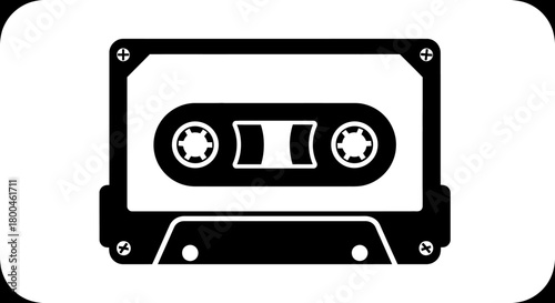 Retro audio cassette tape symbol representing analog music storage and vintage sound recording technology