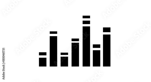 Modern graphic icon representing sound waves or music equalizer bars for audio visualization interface design and digital media projects