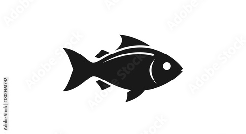 Silhouette of a simple fish icon representing aquatic life and seafood