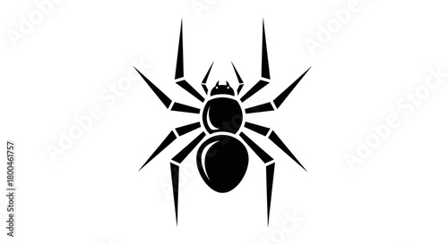Vector Silhouette Illustration of a Black Spider with Long Legs