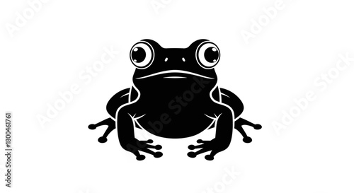 Black and White Frog Icon Simple Silhouette Design for Various Applications and Designs