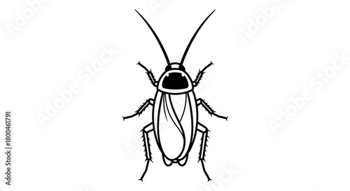 Clean and crisp graphic design featuring a side profile of a grasshopper as a bold black silhouette against a pristine white background, highlighting its natural elegance and unique insect form