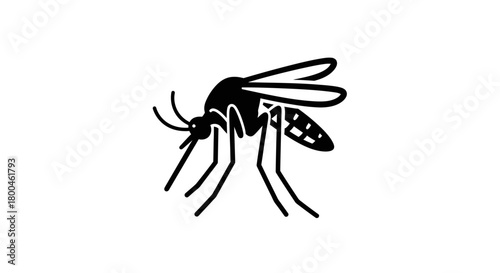 Black and White Mosquito Icon Detailed Insect Representation for Educational and Design Projects