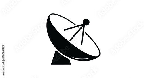 A minimalist vector illustration of a satellite dish, a symbol for telecommunication, network signals, and modern technology
