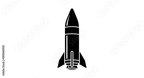 Rocket Launch Icon Space Exploration, Travel, and Technological Advancement in Simple Black Silhouette