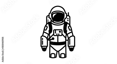 Iconic Astronaut Suit Illustration Exploration & Space Travel Symbol
