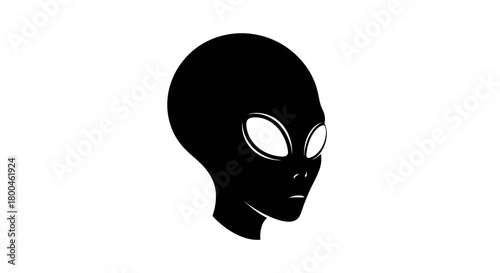 Silhouette of an Alien Head A Black and White Illustration Depicting Extraterrestrial Life