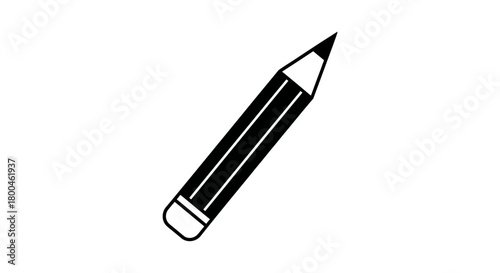 A minimalist black and white illustration of a pencil, perfect for creative projects
