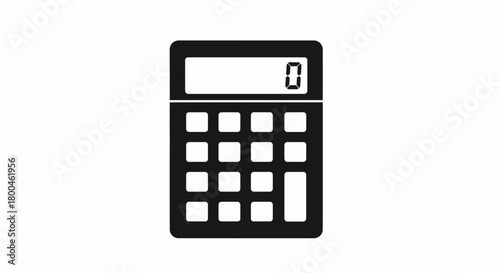 Black and White Calculator Icon Simple Design for Finance and Math Applications