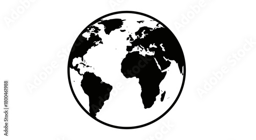 Fotografía A simple black and white illustration of planet Earth as seen from space, depict
