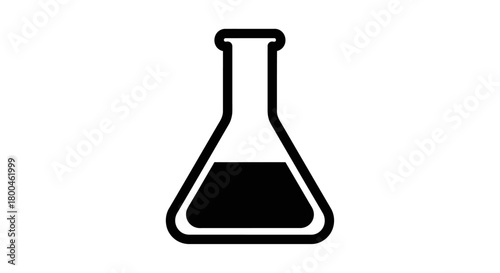 Simple black and white illustration of a laboratory flask, symbolizing scientific research and chemical experiments