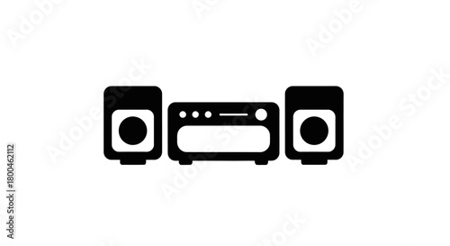 Stereo System Icon Sound Amplifier and Speakers for Home Audio